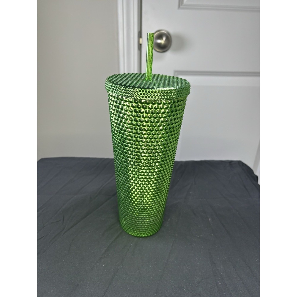 Starbucks 2023 Green Chrome Studded Venti‎ Cold Cup Tumbler NWT - Picture 2 of 3